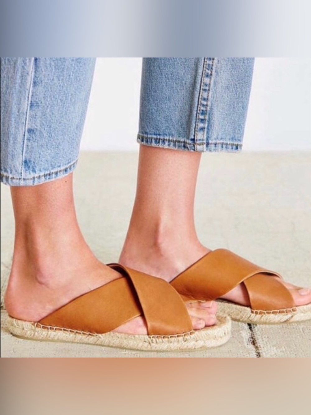 Soludos Criss Cross Platform Espadrille Sandal Tan Size 7
